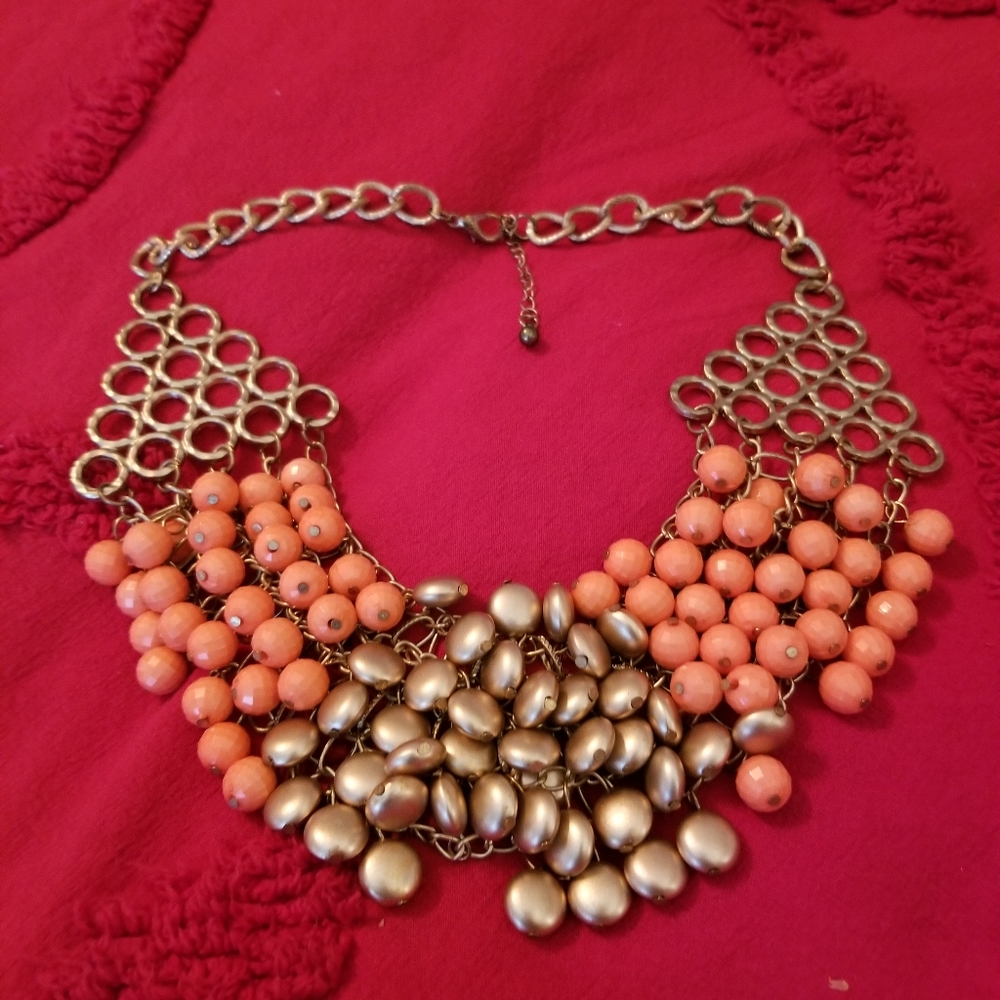 SOLD Vintage orange and gold necklace